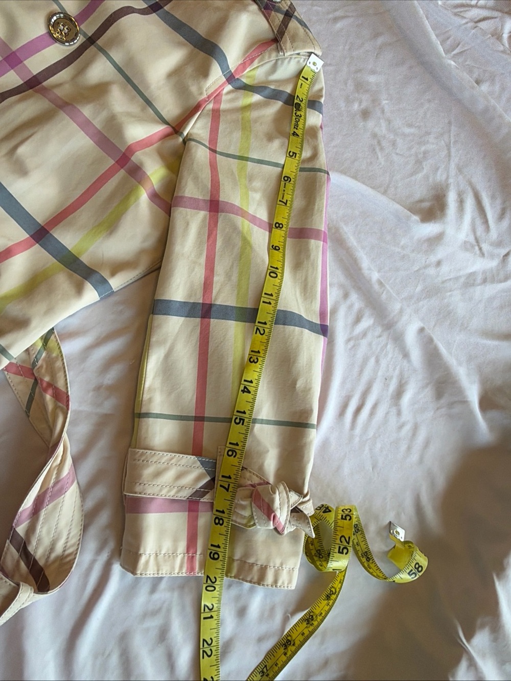 NWT Women's Short Coach Trench Coat with Belt Beige/Plaid Medium MSRP $398 - Picture 12 of 12